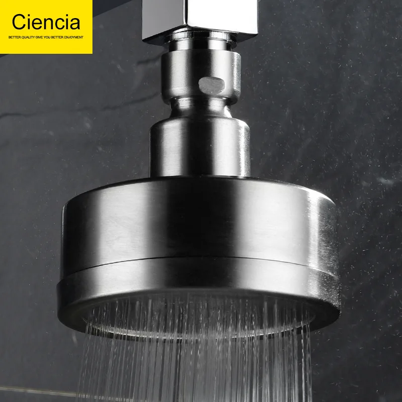 

304 Stainless Steel Brushed Supercharge Water-Saving Shower Nozzle Small Top Spray Bathroom Shower Nozzle Washable Shower Head