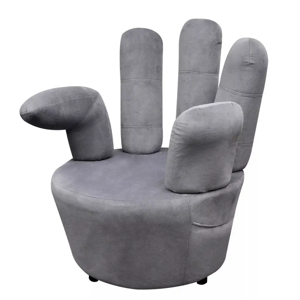 

Peculiar Design Armchair Bedroom Chair Bean Bags VidaXL Gray Velvet Hand-shaped Armchair Luxury Furniture Chair Modern Durable