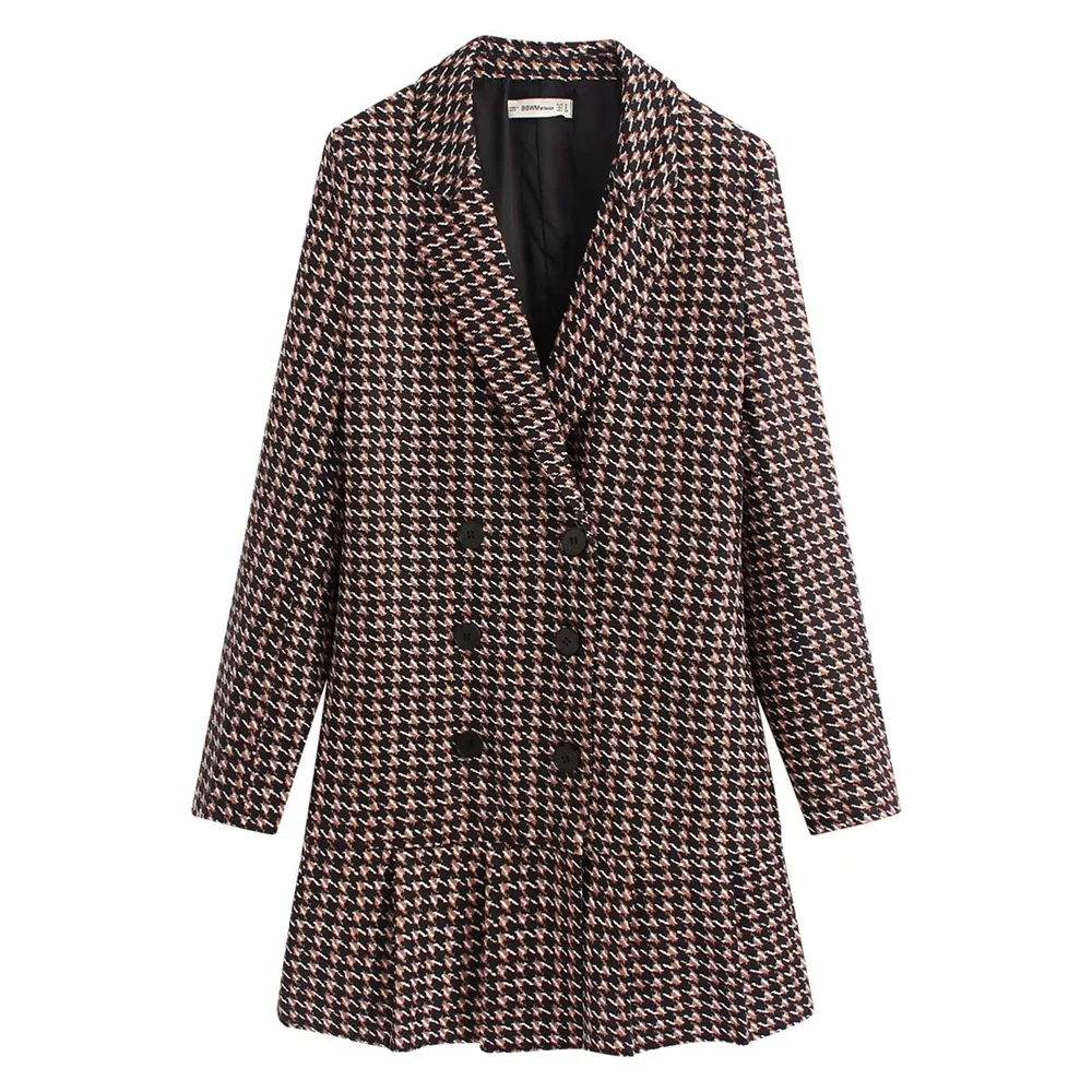 Женское двубортное платье Za Повседневное с отложным воротником и длинным