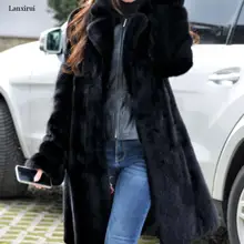 Сезон осень-зима; новая норковая шуба имитация пальто с мехом длинная теплая зимняя ветровка Европа и США код S-4XL