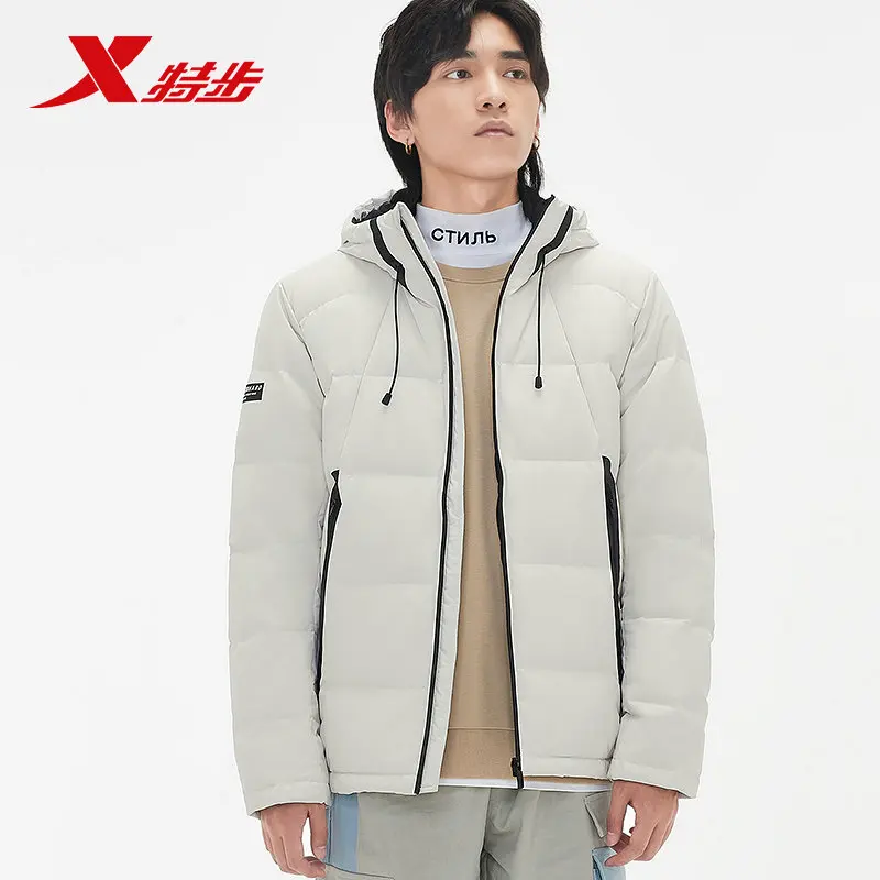 Xtep мужской пуховик осень зима мужская теплая Толстая ветрозащитная холодная Мужская куртка с капюшоном 881429199231