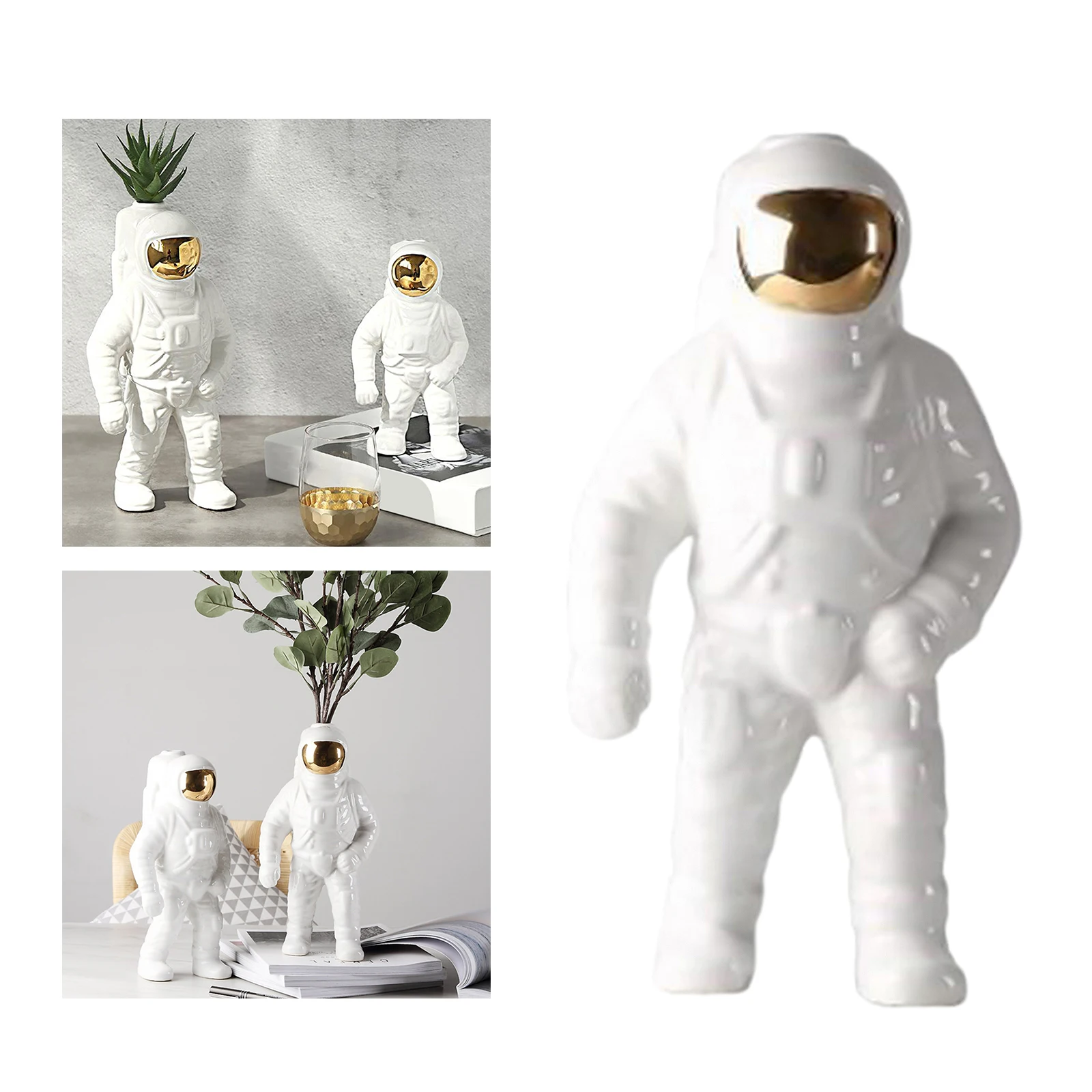 Modern Space Man Sculpture Astronaut Figurine Statue Fashion Creative Ceramic Cosmonaut Model Ornament Decors for Office Home