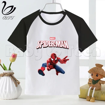 

Marvel Avengers Superhero Spiderman Cartoon Fashion Funny Print T-shirt Kids Summer O-Neck Tops Boys & Girls Tshirt