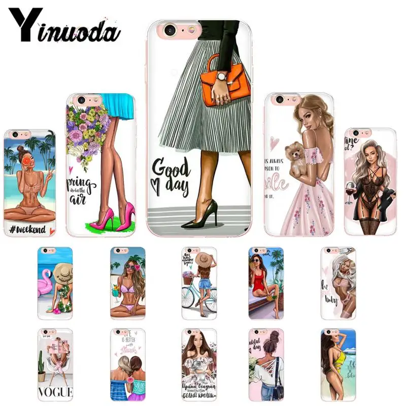 Чехол для телефона Yinuoda VOGUE Princess coffee Travel Girl чехол iPhone 12 6 X XS MAX 6S Plus pro max iPhone|Бамперы| |