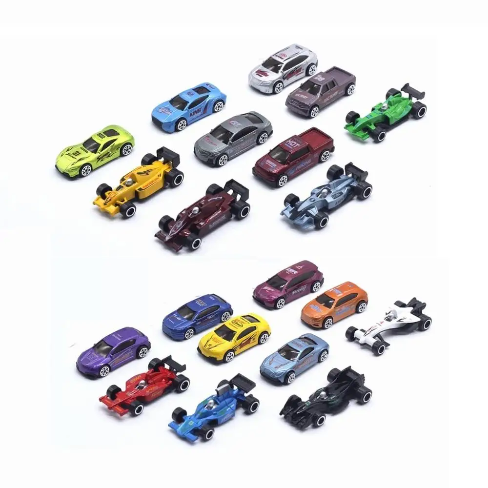 10Pcs/Set Diecast Scale 1:64 Alloy Toy Car Model Metal Sliding Formula1 Racing Sport F1 Vehicle Model With Road Sign kids Toys welly model car diecast 1 24 scale jeep renegade trailhawk alloy car suv off road vehicle metal toy car for kids gift collection