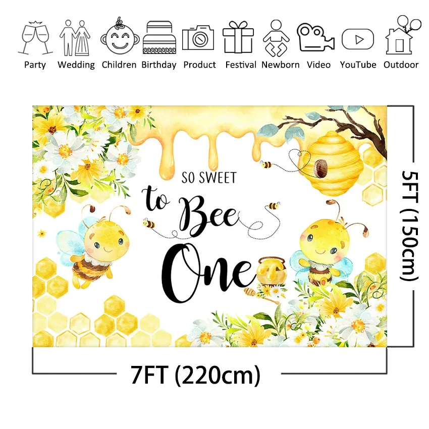 Bee 1st Birthday Banner One - Bee Themed Birthday Party Decoration