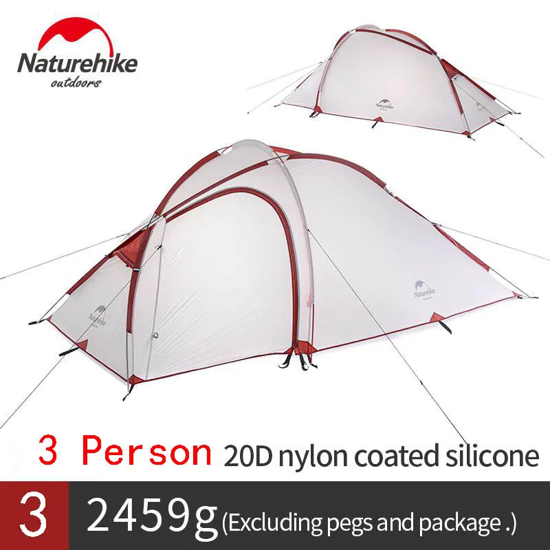 Gray Naturehike Cirrus Сверхлегкий тент 2 человек 20D нейлон с силиконовым покрытием палатка с бесплатным ковриком NH17T0071-T - Цвет: Gray