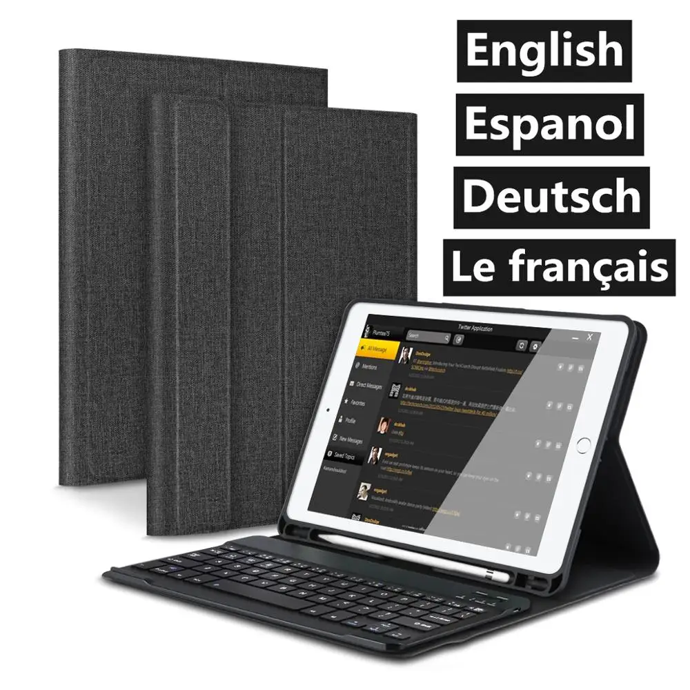 

Folio Bluetooth Keyboard Case for iPad Pro 9.7 iPad 6th 5th Generation Smart Case for iPad 9.7 2018/2017 with Pencil Holder