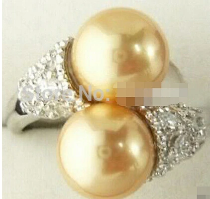 903 Golden South Shell Sea Pearl Ring Size 7-9