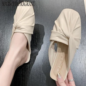 

Fashion Slipper Womens Outer Wear 2020 Summer New Style All-match Baotou Flat Mule Shoes Leisure Lazy Half Slippers women hy682