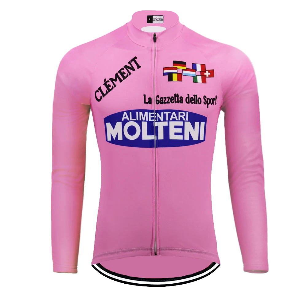 MOLTENI розовый свитер для велоспорта с длинным рукавом зимняя флисовая и без флиса