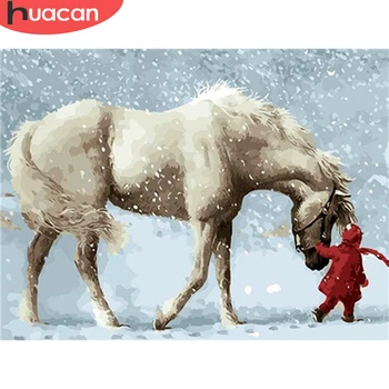 

HUACAN Diamond Painting Horse Full Square Diamond Embroidery Snow Mosaic Animal Handicraft Home Decoration Wall Art