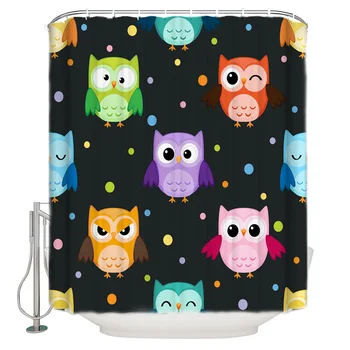 

Cartoon Animal Colorful Owls Shower Curtain Bathroom Curtain Polyester Fabric Bath Curtain Washable Home Bath Decor