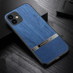 Elegant Wood Grain Phone Case with Tree Texture - Stylish PC+TPU Back Cover for iPhone 14 Plus (Blue)