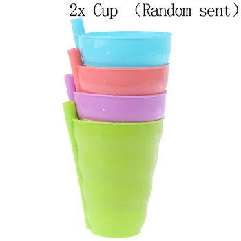 

2Pcs Candy-colored plastic drinking cup Children's Straw Cup Fruit milk cup Baby learns to drink Soft and thin portable cup