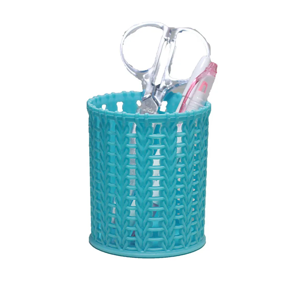 

New Office Organizer Desktop Hollow Cylinder Pen Storage Box Pencil Brush Pot Pen Holder Makeup Brush Plastic Container Home