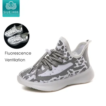 

Children's Coconut shoes 2020 spring new girls' luminous shoes boys' knitting mesh running shoes breathable sports shoes