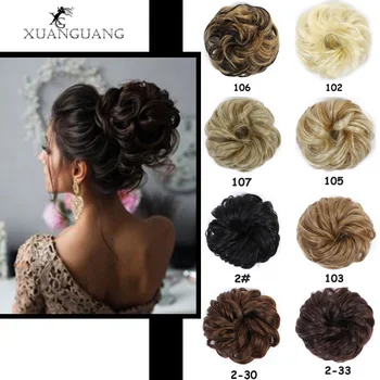 

XUANGUANG Synthetic Hair Chignon Donut Curly Hair Bun Chignon Elastic Hair Rope Rubber Band Hair Extension