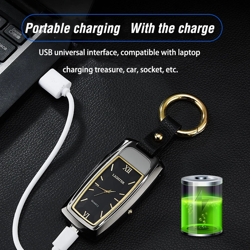 Многофункциональная usb зарядка сигаретная плазма дуговая зажигалка брелок светодиодный фонарик часы Электронная зажигалка электронная подарки