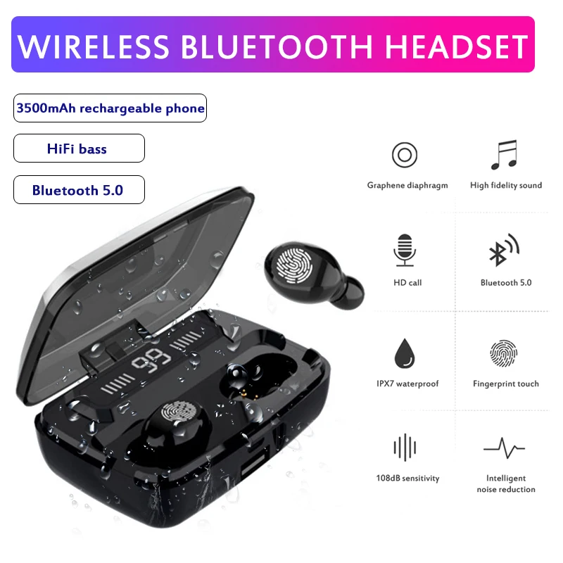 Беспроводные спортивные наушники Bluetooth 5 0 водонепроницаемые стереонаушники с
