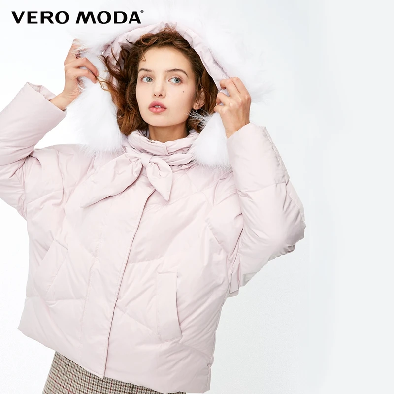 Женский свободный пуховик с капюшоном и меховым воротником Vero Moda 318423506|Пуховики| |