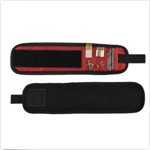 Сумка для хранения инструментов подставка для ножниц набор инструментов практичный магнитный браслет набор инструментов винты ножницы держатель для хранения наручный ремень - Цвет: Red