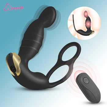 Anal Vibrator Prostate Massage Dildo Dilator Stimulator Butt Plug Delay Ejaculation Penis Ring Erotic Anal Sex Toys for Men Gays 1