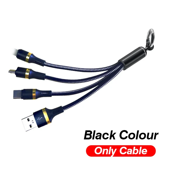 3-in-1-Cable-BlkNEW FBYEG 3 в 1 USB кабель брелок короткий Micro usb type C мульти зарядное устройство кабель для Xiaomi huawei iPhone Быстрая зарядка - Цвет: 3-in-1-Cable-BlkNEW