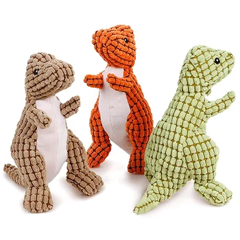 

HOT 3 Pack Dog Chew Toys, Plush Dinosaurs Pet Toys for Small Dogs Durable Tough Squeaky Toys for Aggressive Chewers