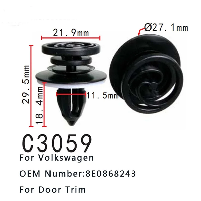 Auto Clips Door Trim Bumper Fastener For Audi A3 S3 8P A4 B6 B7 Volkswagen Caddy MK3 Skoda Superb 3T Seat Exeo 8E0868243 | Автомобили и