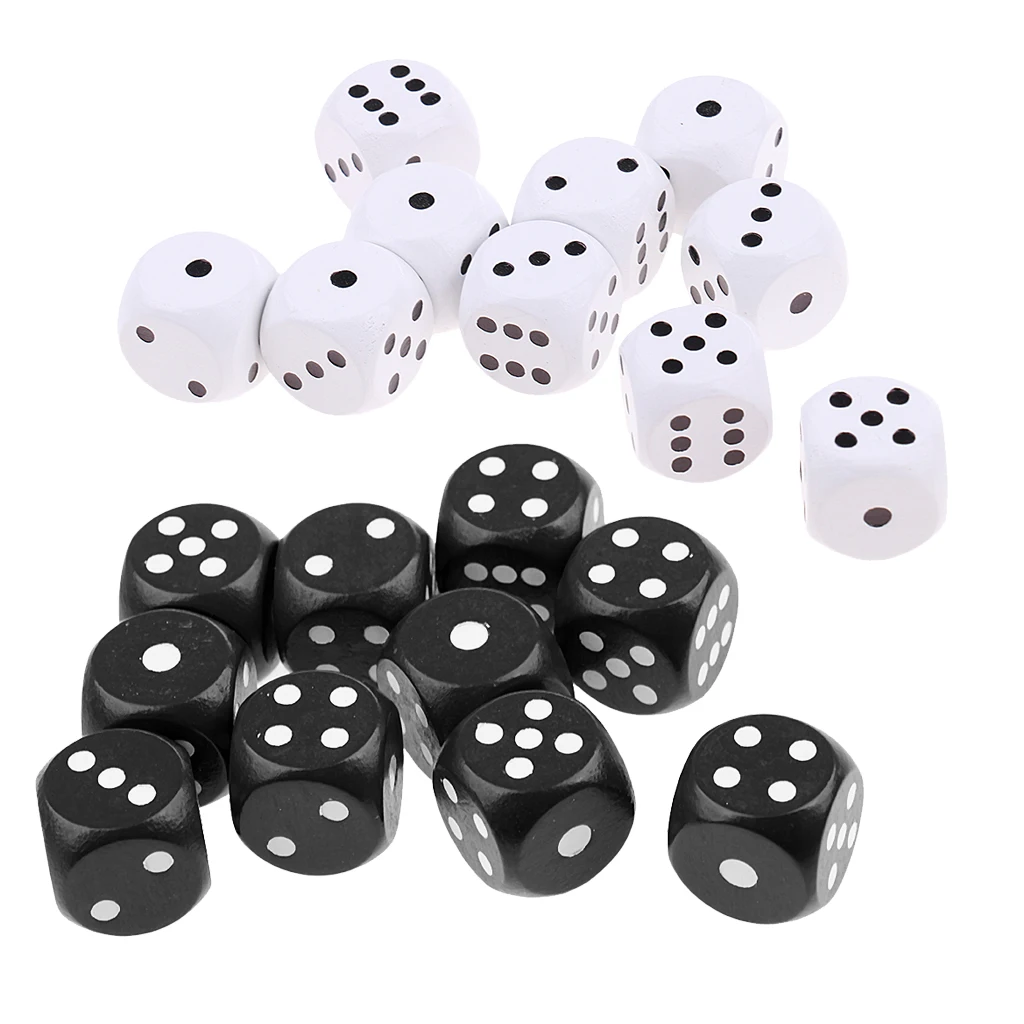 20Pcs 2cm Six Sided Wooden Dice 1-6 Number Dotted for Kids Party Bag Fillers