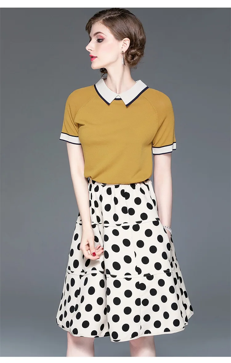 

Spring 2020 fashion knit top skirt two-piece suit