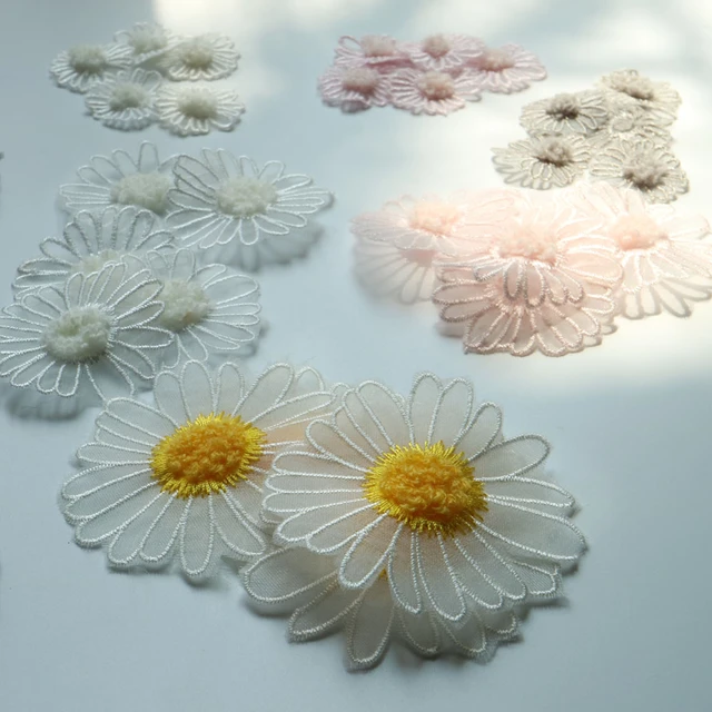 5 Pcs Clothes Sew Patches Clothing Large Iron Flower Applique Polyester  Embroidery Embroidered Appliques - AliExpress