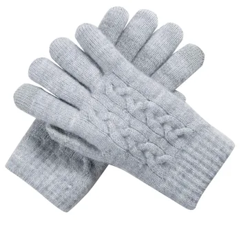 

Outdoor TouchScreen Washable Artificial Wool Autumn Winter Knitted Adult Daily Warm Soft Women Gloves Elastic Wrist Solid