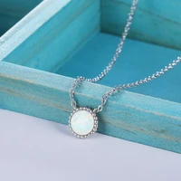 925 Sterling Silver Round Opal Necklaces Simple Women Chain Necklaces Female Anniversary Gifts Silver 925 Jewelry (Lam Hub Fong) - Image 3