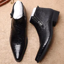 2019 Autumn Winter New Mens Boots Leather Cow Genuine Lace Up Black Blue Ankle Boots Mens Quality Alligator Skin Boots 2019 Autumn Winter New Mens Boots Leather Cow Genuine Lace Up Black Blue Ankle Boots Mens Quality Alligator Skin Boots