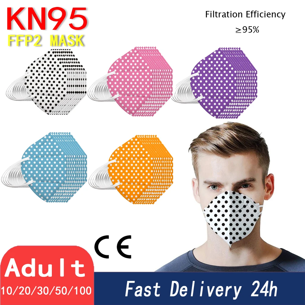 10-50PC SPINNER juguetes KN95 máscaras ffp2mask 5 capas máscara de boca Impresión de punto KN95 respirador FPP2 máscara de cara protectora Mascarillas máscara