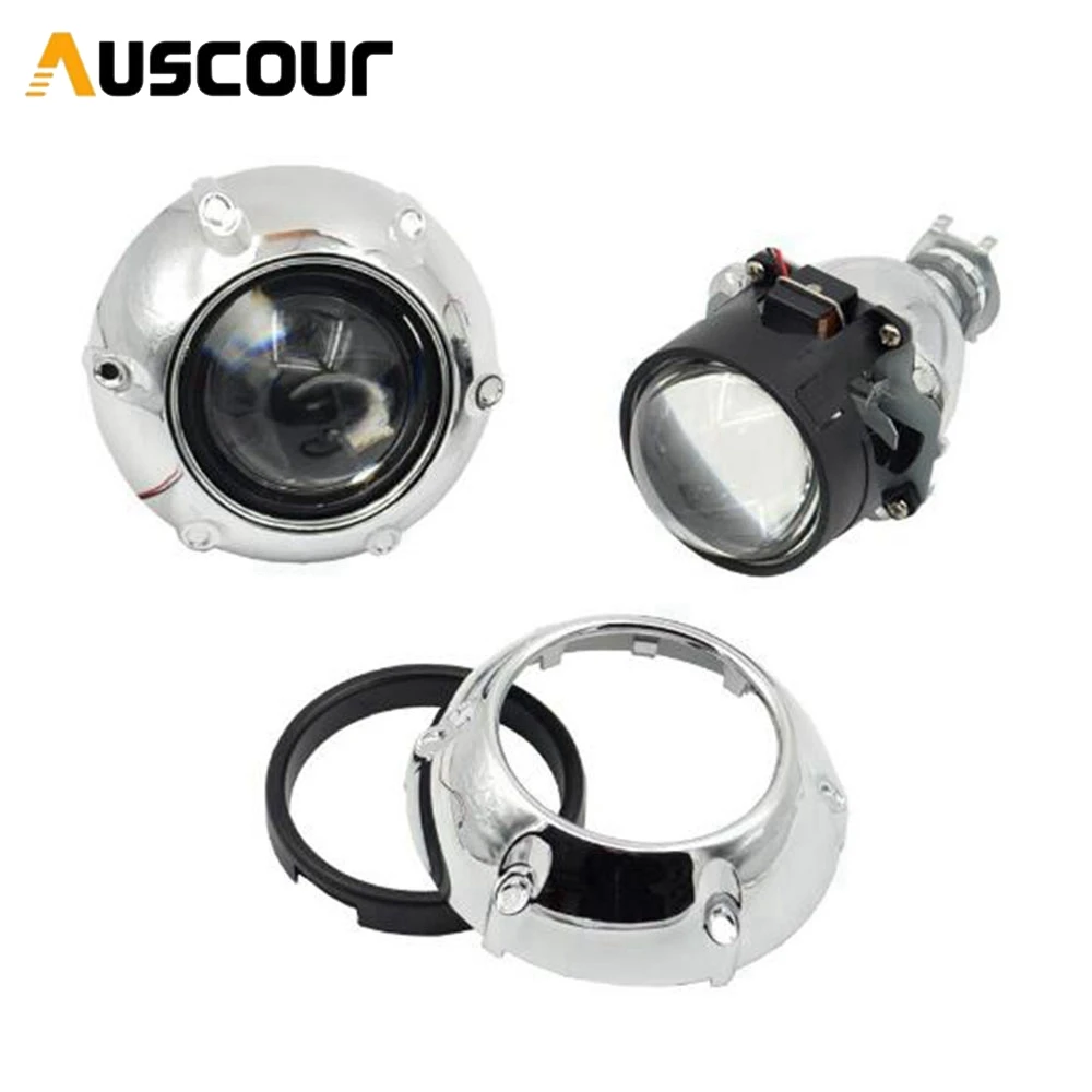 2pcs 2.5inch HID Bi xenon Projector lens with shrouds headlight Headlamp H1 xenon kit bulb fit H1 H4 H7 car styling Modify