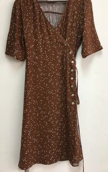 

Women Dress Retro Slim V-neck Polka Dot Print Dress