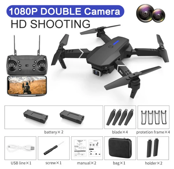 2021 NEW Drone 4k profession HD Wide Angle Camera 1080P WiFi fpv Drone Dual Camera Height Keep Drones Camera Helicopter Toys 1080P-Dual camera-2B