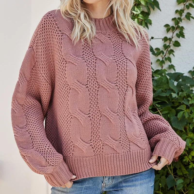 

Autumn/Winter Solid-color Turtleneck Knitted Sweater European and American Long Sleeve Pullover Sweater