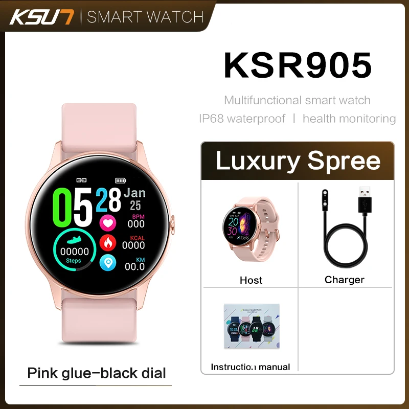 KSR905 Смарт-часы фитнес-трекер для женщин Bluetooth SmartWatch IP68 водонепроницаемый монитор сердечного ритма и артериального давления смарт-браслет - Цвет: KSR905-P