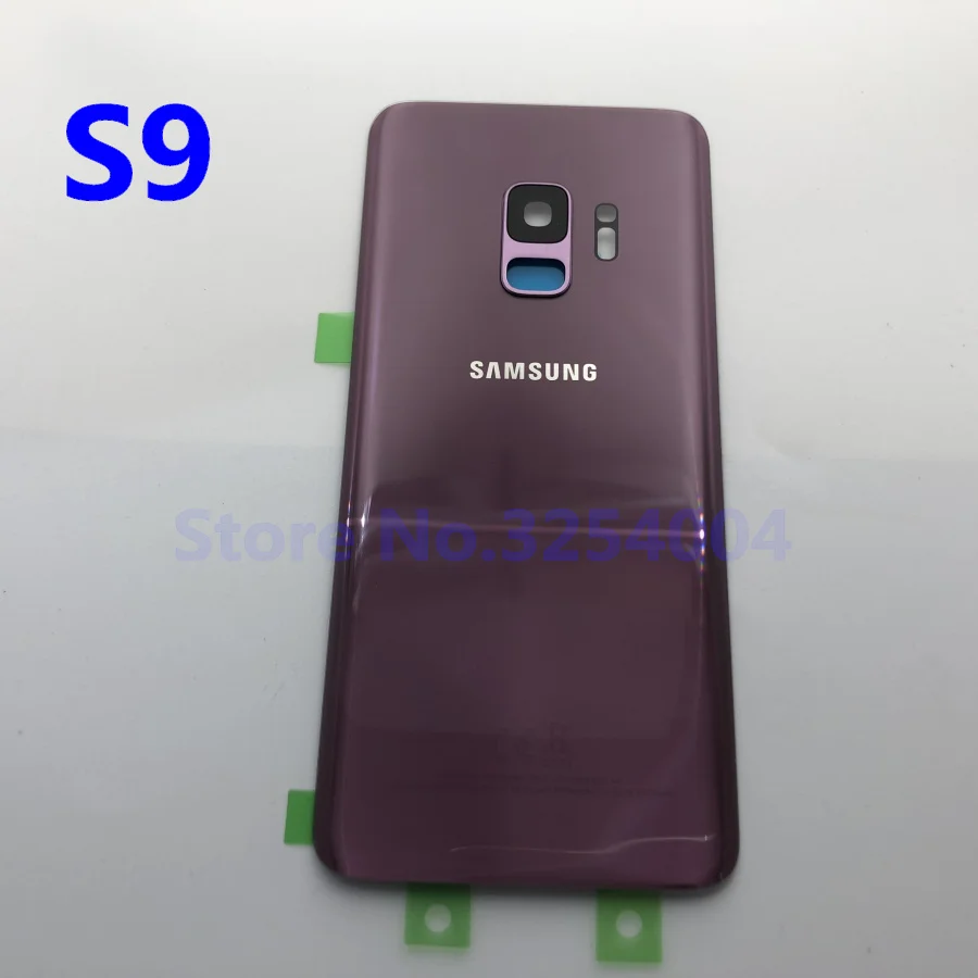 S9 Purple Чехол на заднюю батарейку S9 для samsung Galaxy S9 Plus G960F G965F Задняя стеклянная крышка корпуса+ клей+ рамка для объектива камеры - Цвет: S9 Purple