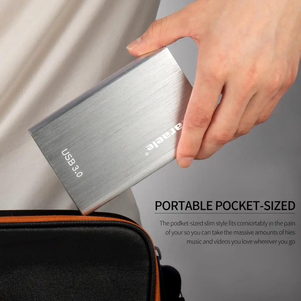 2019 1T 2T 500GB USB3.0 External Hard Drive Enclosure Case SATA Silver For all versions of Windows & Linux PC and laptop