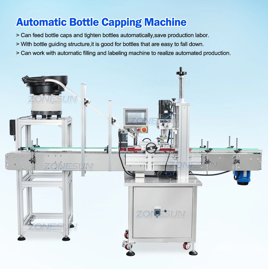 ZONESUN ZS-XG16P Automatic Linear Screw Shampoo Pet Bottle Dropper Capping Machine Cooking Oil With Cap Vibratory Feeder