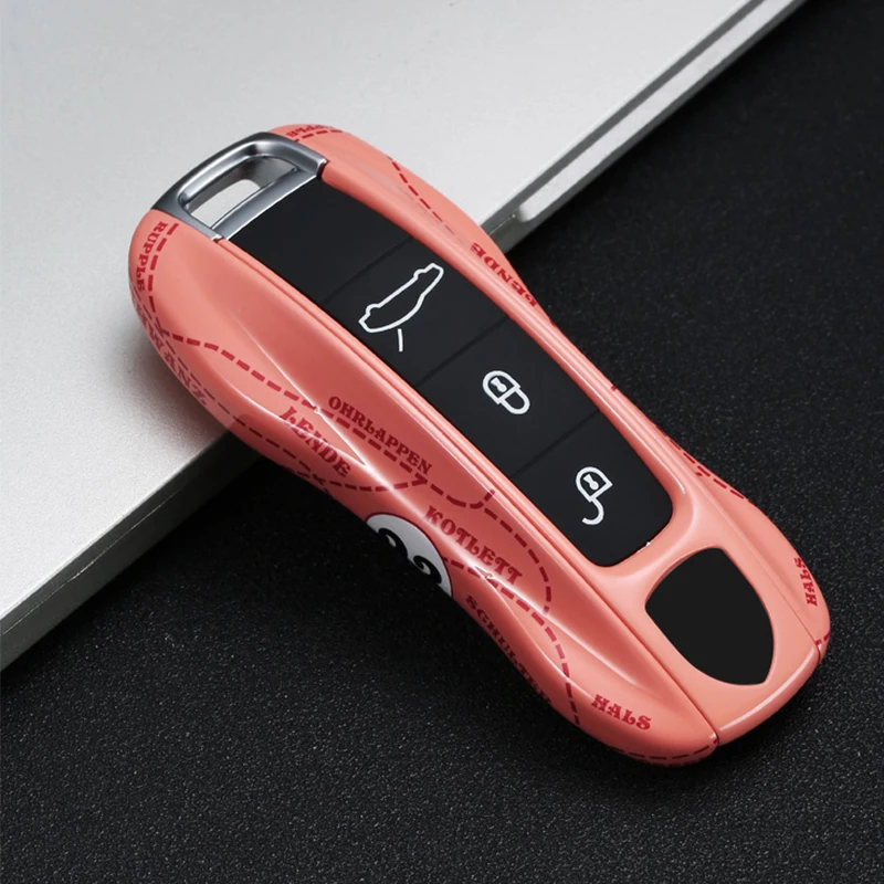 GTinthebox Pink Pig Limited Edition Design ABS 3-button Key Shell Holder Cover Case For 17-up Porsche Panamera& 19-up Cayenne