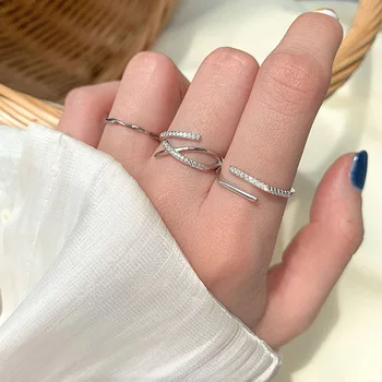

Cross Adjustable Adjustable Ring Women's Cool Versitile Fashion Single Person Diamond Set Ring Women's Japanese-style Light Luxu