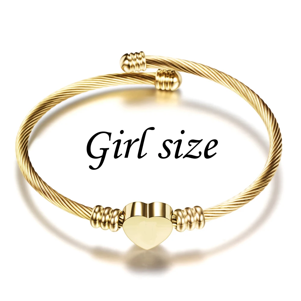 Lovely Kids Initial Bracelets Stainless Steel Tiny Letter Personalized Gift For Baby Gold Color Heart Custom Bangles Handmade Gi