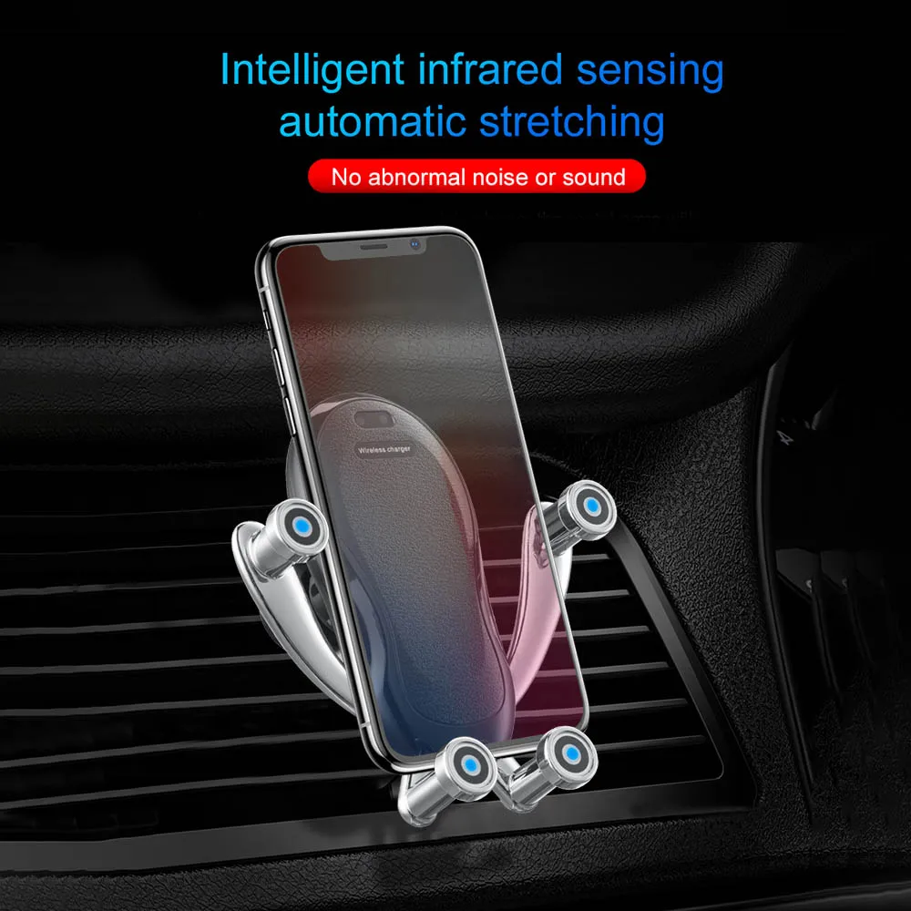Автоматический зажим 10 Вт автомобильное беспроводное зарядное устройство инфракрасная индукция Qi Быстрая зарядка держатель телефона для iPhone 11 XS XR X 8 samsung S10