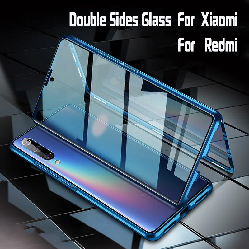 Магнитный адсорбционный металлический чехол для Xiaomi 9 Lite 9T Pro 8 SE CC9 A3 9H Двусторонняя пленка из закаленного стекла Redmi note 8 7 Pro 8T F1